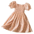 thumbnail image 1 of Robes pour Filles Imprimé Fleuri Manches Courtes Cadeau Tendance pour Fans Robe de Princesse Décontractée Jaune 4-5 Ans, 1 of 4