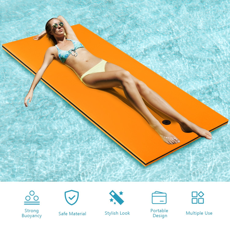 3Layer Water Floating Mat Foam Pad for Lake, 87" x 36" TearResistant