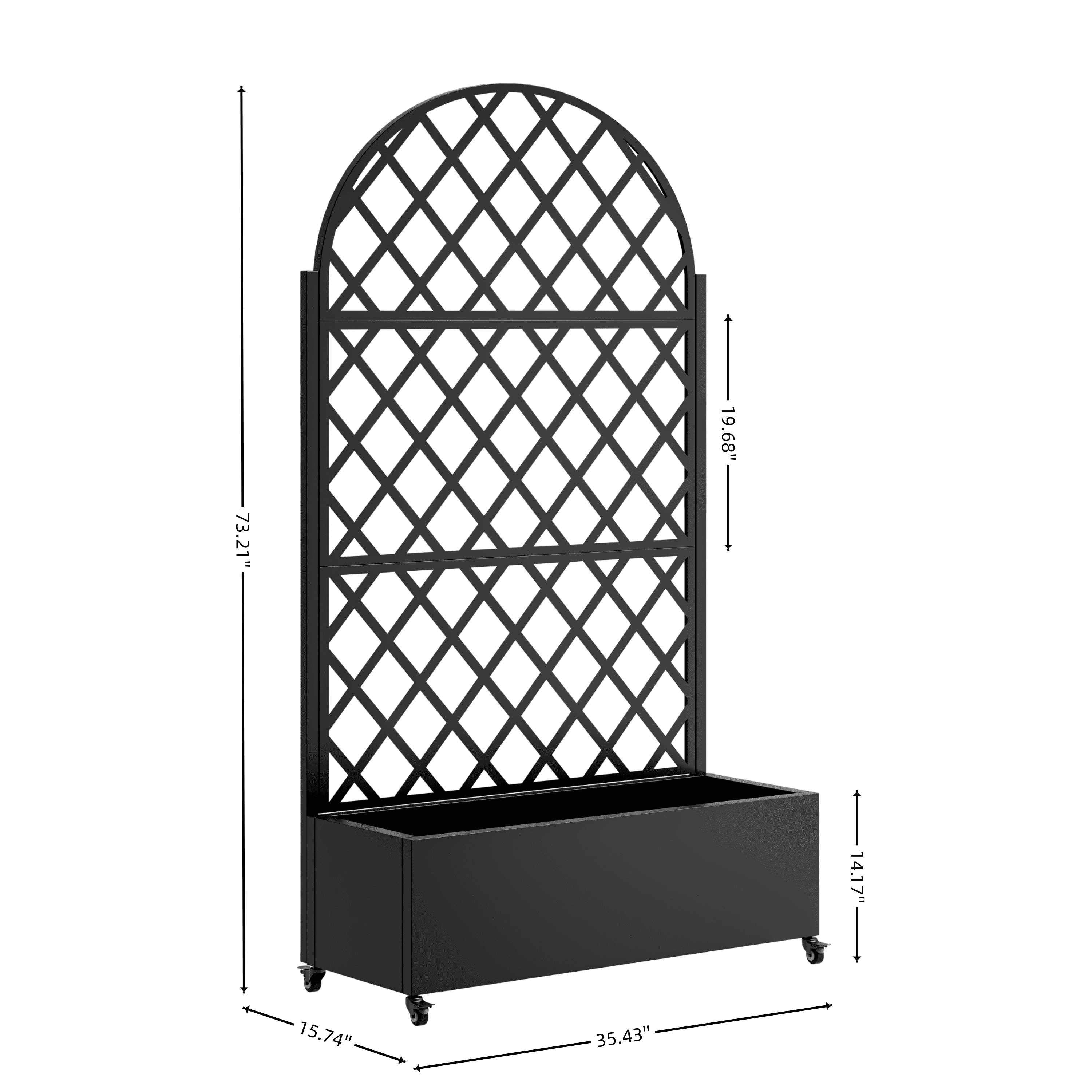 Planter Box with Trellis, Raised Garden Bed with 4 Wheels Trellis & Privacy Screen for Climbing Plants, Vegetables, Vines