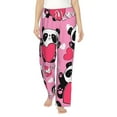 thumbnail image 2 of Goofa Panda Heart Valentine Pink Printed Soft Pajama Pants for Women, Wide Leg Comfy Casual Lounge Yoga Pants-XX-Large, 2 of 9