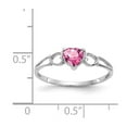 thumbnail image 5 of 10K White Gold Ring Band with Stones (10) October Pink Tourmaline Heart, Size 8, 5 of 5