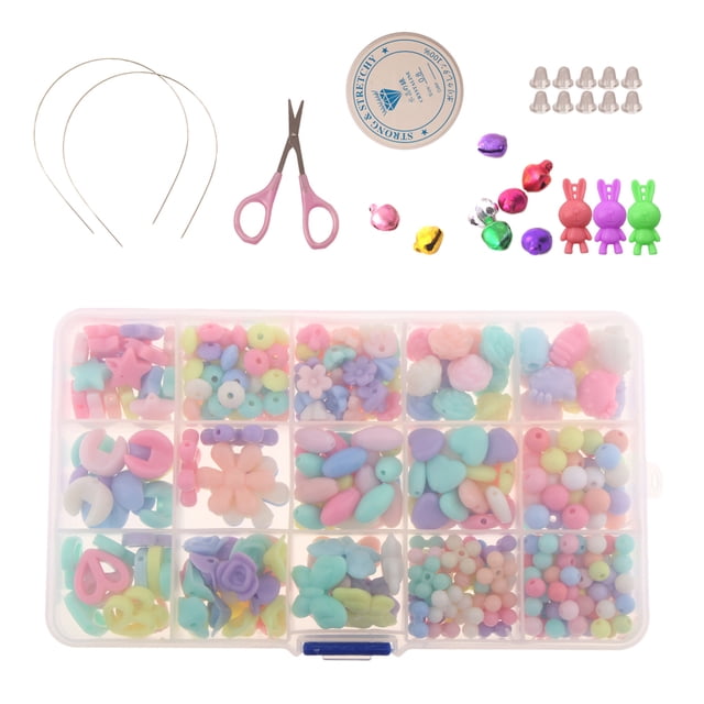 Abalorios de Acrílico de Colores en una Caja para Artesanías de Collar y Brazalete Sunnimix kit de fabricación de joyas para niños