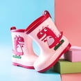 thumbnail image 2 of ZHOGXU Toddler Boys Girls Waterproof Rain Shoes Cartoon Dinosaurs Print Non Comfortable Lightweight Rain Shoes Outdoor Daily Wear,Pink,6-7 Years, 2 of 4
