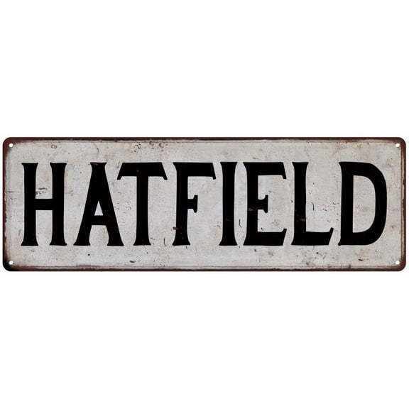 HATFIELD Vintage Look Rustic Chic Metal Sign 8x24 108240036926