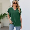 thumbnail image 4 of Lu's Chic Women's V Neck Shirt Ruffle Top Summer Cool Casual Loose Flutter Sleeve Cap Sleeve Tshirt Green Small, 4 of 4