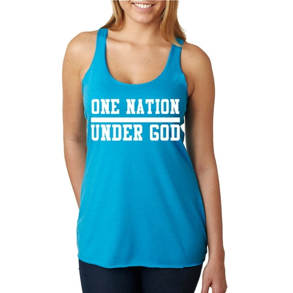 Wild Bobby One Nation Under God Inspirational/Christian Women Tri-Blend Racerback Tank Top, Vintage Turquoise, Large