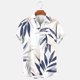 thumbnail image 4 of Mens Casual Manga Corta Botón Abajo Camisas Impresas Bolsillo Botón Turndown Cuello Top Blusa Camisa, 4 of 6