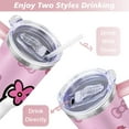 thumbnail image 5 of 40oz Hello Kawaii Cat Cute Stainless Steel Tumbler with Lid and Straw,Spill Proof Travel Cup Double Wall Vacuum Insulated Coffee Mug with Handle Pink, 5 of 7