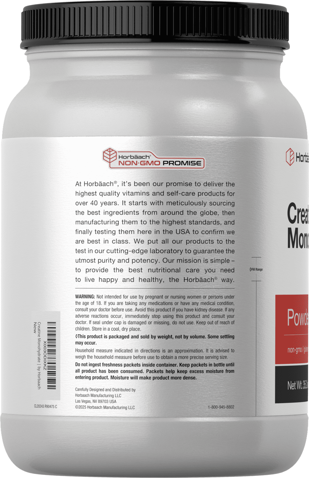 Creatine Monohydrate Powder | 2.2lbs (35.2 oz) | Unflavored Supplement for Men and Women | by Horbaach