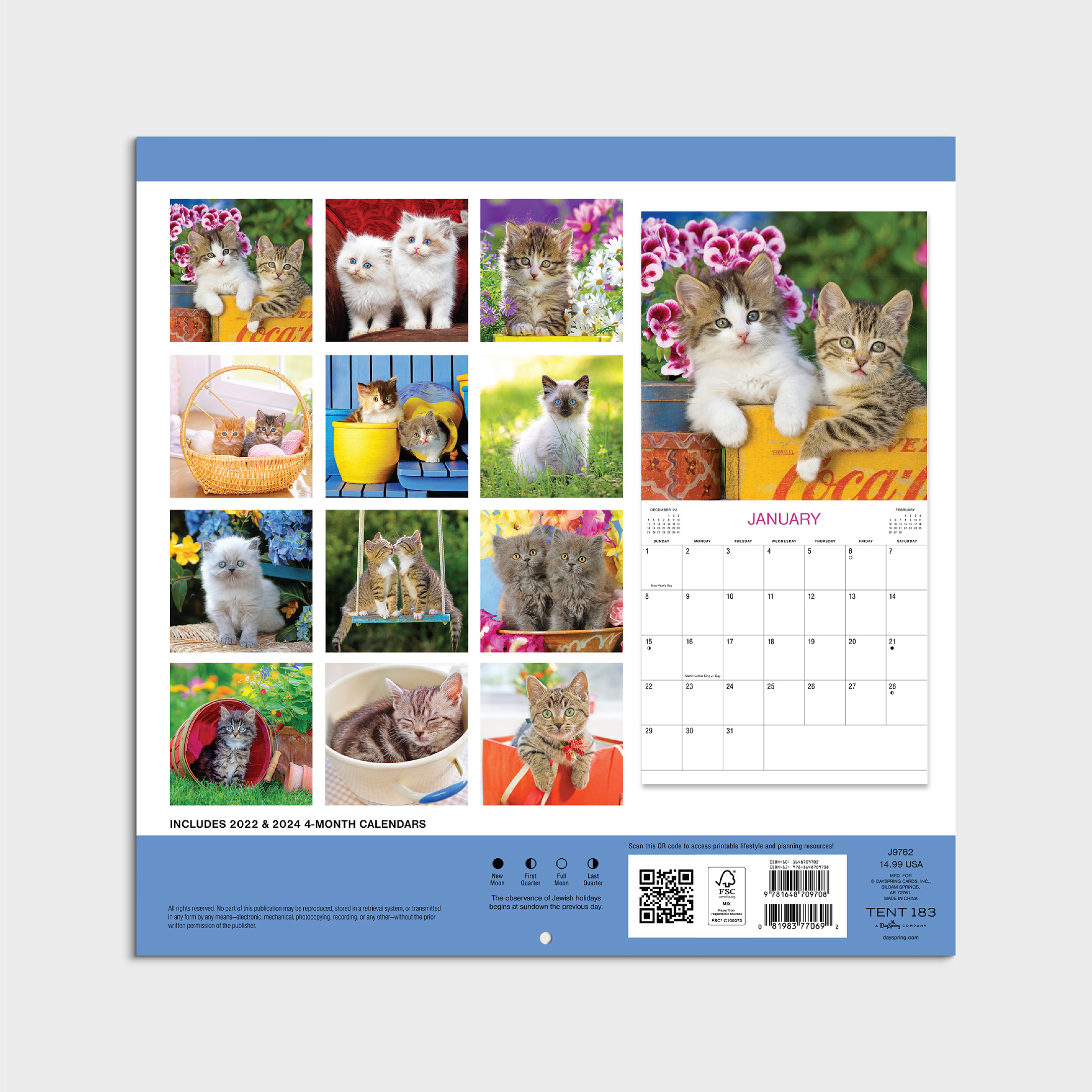 2023-12 Month Calendar- Kittens 12x12 Hanging Wall Calendar by DaySpring