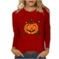 thumbnail image 2 of Jsaierl Halloween Shirts for Women Funny Pumpkin Ghost Graphic Tees Stretch Round Neck T-shirt Long Sleeve Dressy Casual Blouse Tops Halloween Clothes, 2 of 4