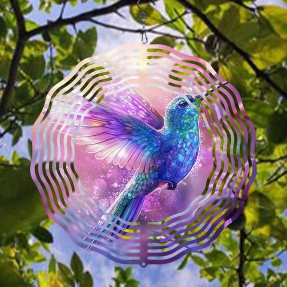 HELLOYOUNG Hummingbird Wind Spinner Outdoor Metal Wind Spinner for Garden Decor Vibrant Hanging Art Reflective Patio Yard Ornament Thanksgiving Gift