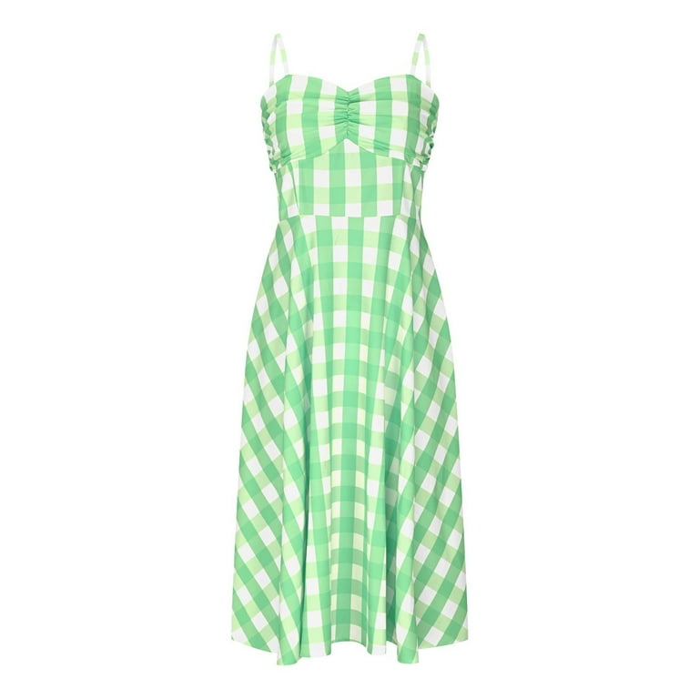 green emerald velvet dress Fit & Flare Plaid Sleeve Cotton Maxi Dress main image 1