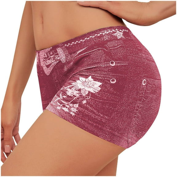 zbxnLI Women's Biker Shorts Vintage High Waist Yoga Shorts Slim Workout Running Shorts Activewear