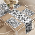 thumbnail image 2 of Ambesonne Celebration Table Runner & Placemats, Sketch Dead Skull, Placemat 4 pcs + Runner 14"x72", Black and White, 2 of 2