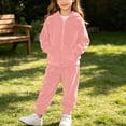 thumbnail image 4 of BXJX Girls Outfit Sets, Zip Up Long Sleeve Warm 2 PC Hoodies and Joggers Sets with Pockets Pink Size 15-24 Months, 4 of 9