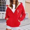 thumbnail image 2 of Bibifish Womens Fleece-Lined Full Zip Hoodies With Butterfly Print Hoodies With Side Pockets Relaxed Fit Casual Spring Daily Warm Wear Pullover Tops, 2 of 5