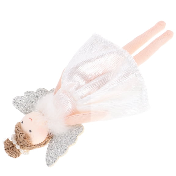POPETPOP White Fabric Angel Christmas Tree Topper Elegant Indoor Decor