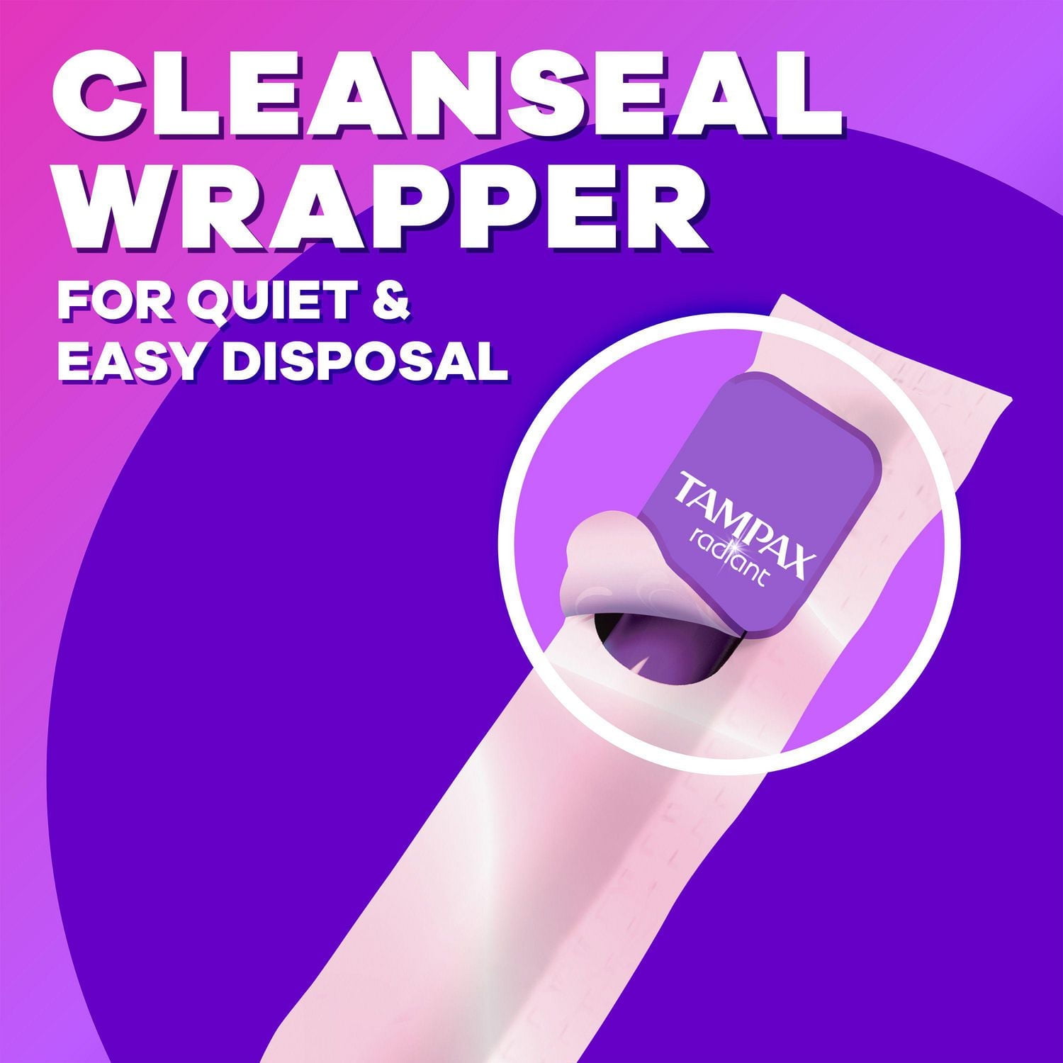 Tampons Tampax Radiant compacts, avec tresse anti-fuites LeakGuard et applicateur extensible, degré d’absorption super, non parfumés, 28tampons 28CT