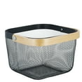 thumbnail image 7 of Simplify Mesh Decorative Storage Basket with Bamboo Handle, Grey, 7 of 7