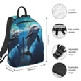 thumbnail image 2 of Yiaed Ice Blue Ocean Cute Dolphin Print Lightweight Backpack Travel Backpacks Hiking Daypack for Women Men, 2 of 5