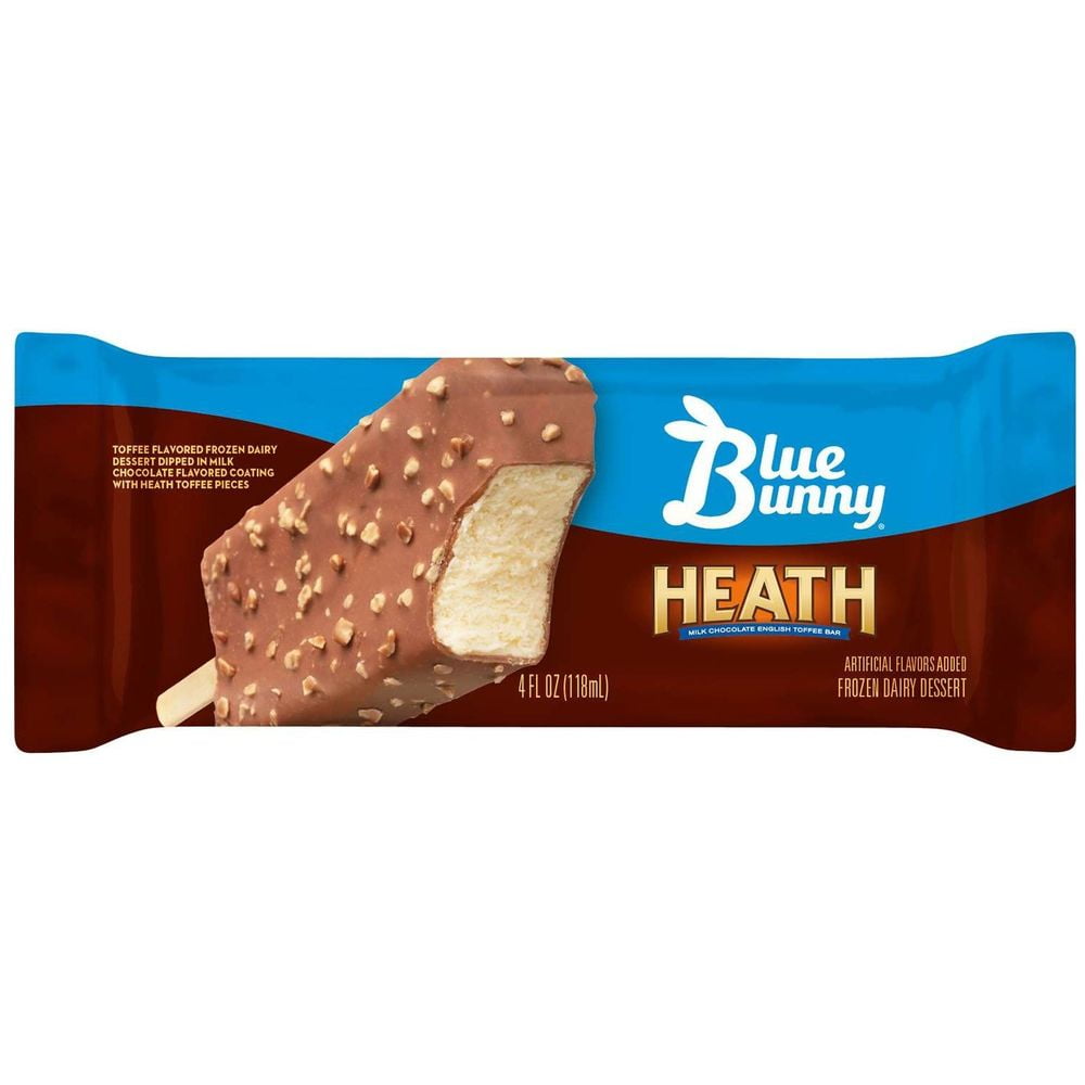 Blue Bunny Heath Milk Chocolate English Toffee Ice Cream Bar, 4 Fluid
