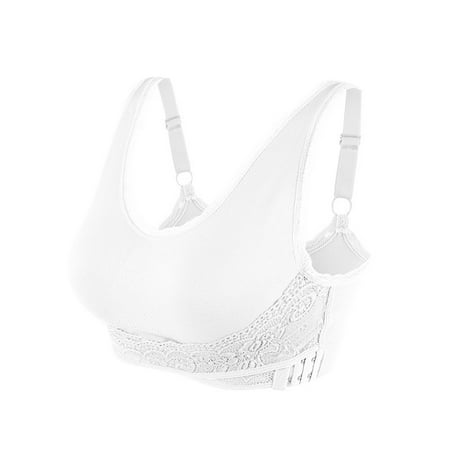 

BIZIZA Womens Bra Criss Cross Full Coverage Adjustable Straps Comfort Bralette Everyday White XXL