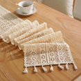 thumbnail image 4 of Solid Color Table Runner Home Decorative American Retro Wave Hook Flower Hollow Tea Table Beige Tassel Tablecloth Cover Towel Deng, 4 of 5