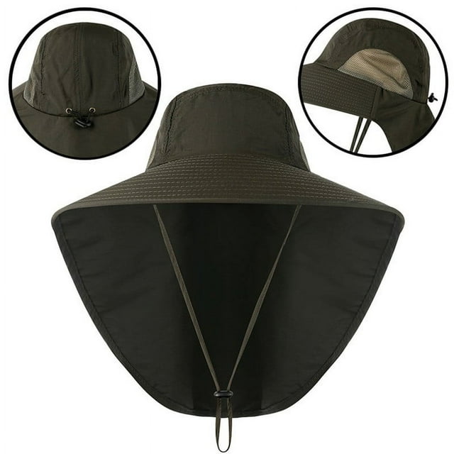 LEEYNEER Chapeau de Soleil à Grand Bord avec Rabat de Cou UPF 50+ Randonnée Safari Pêche pour Hommes et Femmes