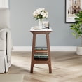 thumbnail image 5 of Retro Narrow Slate Side Table with Storage Shelf, Reddish Brown Small End Table for Living Room Bedroom Small Spaces Entryway, Farmhouse Slim Nightstand Bedside Table, 5 of 9