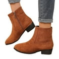 thumbnail image 5 of Fashionable Ankle Boots Suede Zipper Casual Thick Heel Comfortable Fall Winter Stylish Short Boots for Women, 5 of 7