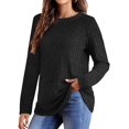 thumbnail image 2 of Long Sleeve Shirts for Female Loose Fit Crew Neck Blouse Dressy Casual Fall Winter Pullover Outfits Black L, 2 of 5