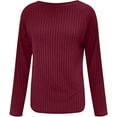 thumbnail image 3 of Long Sleeve Shirts For Women Crewneck Solid Color Pullover Tops Casual Loose Spring Fashion Sweatshirts, 3 of 6