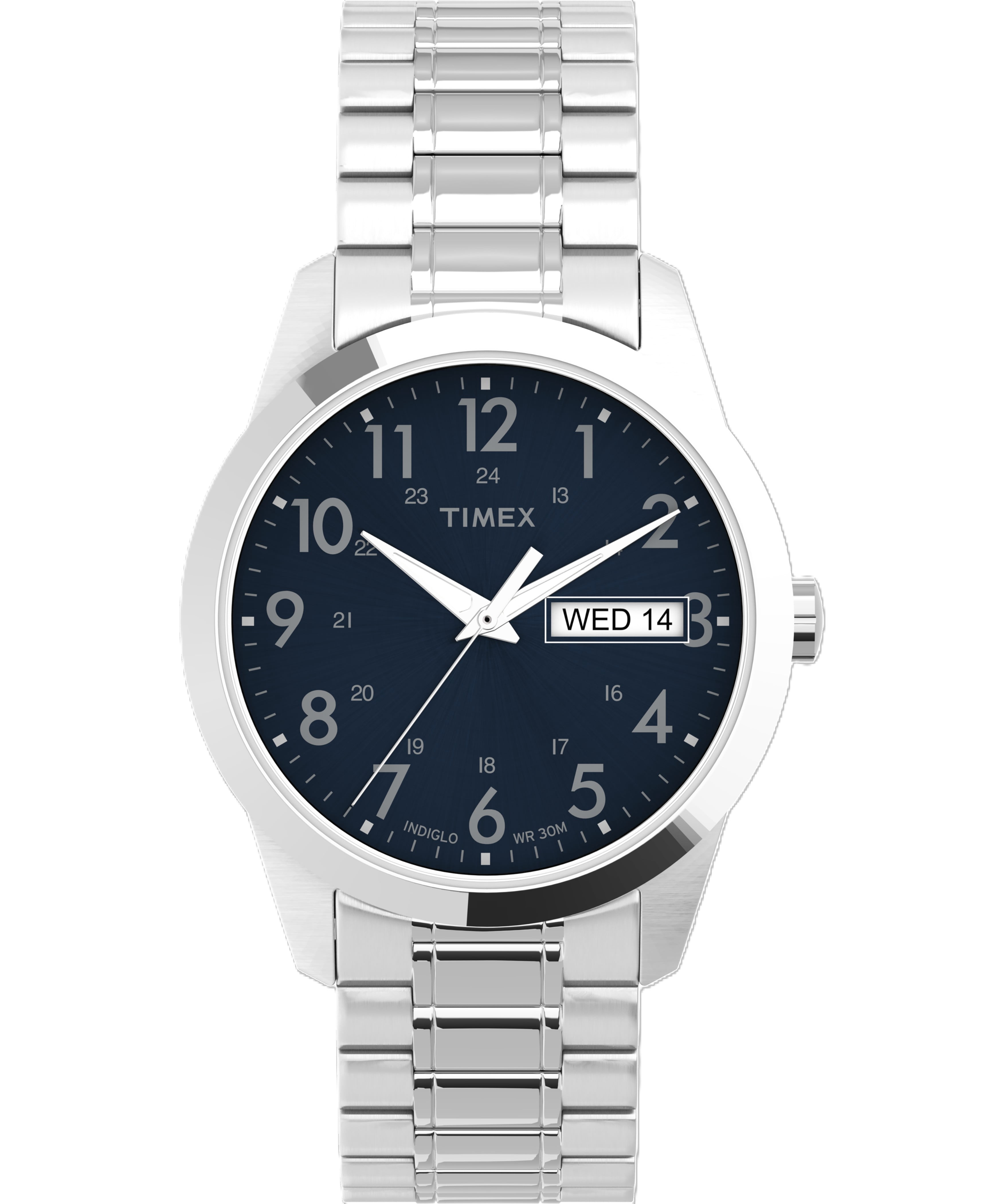 Timex Men's South Street Sport Silver/Blue 36mm Casual Watch, Expansion Band