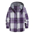 thumbnail image 2 of Patlollav Men Casual Turndown Long Sleeve Button Closure Plaid Print Hooded Shirt, 2 of 5