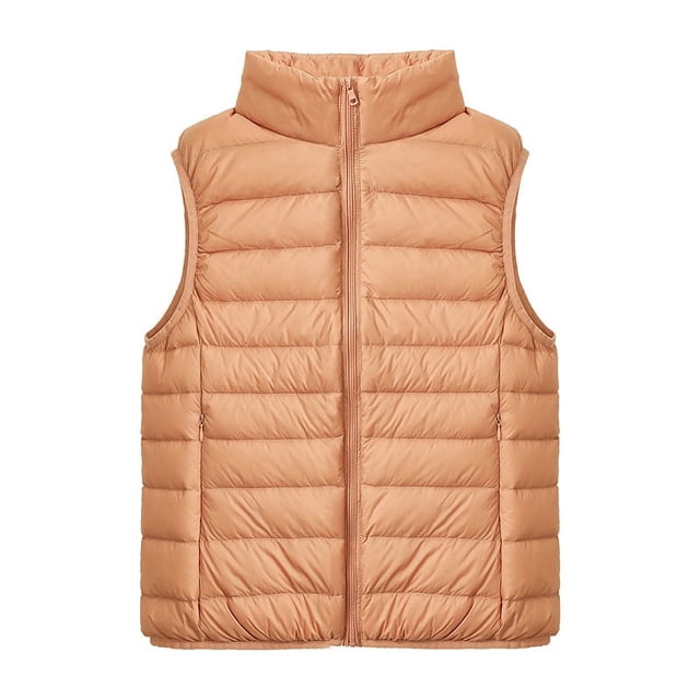 Veste en Duvet Automne et Hiver pour Femmes Courte Légère et à la Mode Col Montant Simple