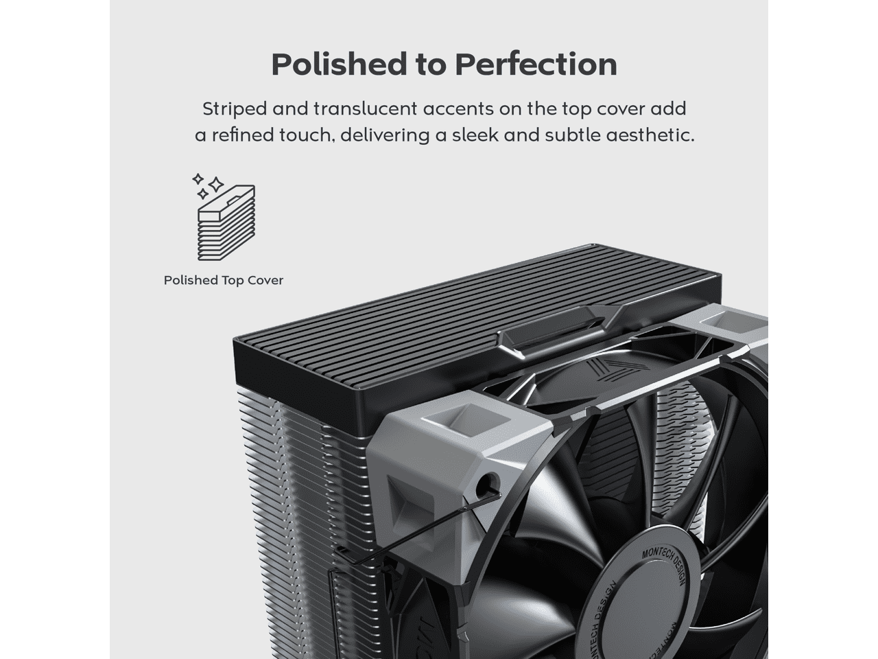 MONTECH NX400 - CPU Air Cooler, Single Tower, 4 Advanced Heat Pipes, 52-fin Heat Sink, E28, 120mm FDB Static Pressure Fan, 28mm Fan Thickness, Corner-cover Footpads, Polished Top Cover - Black