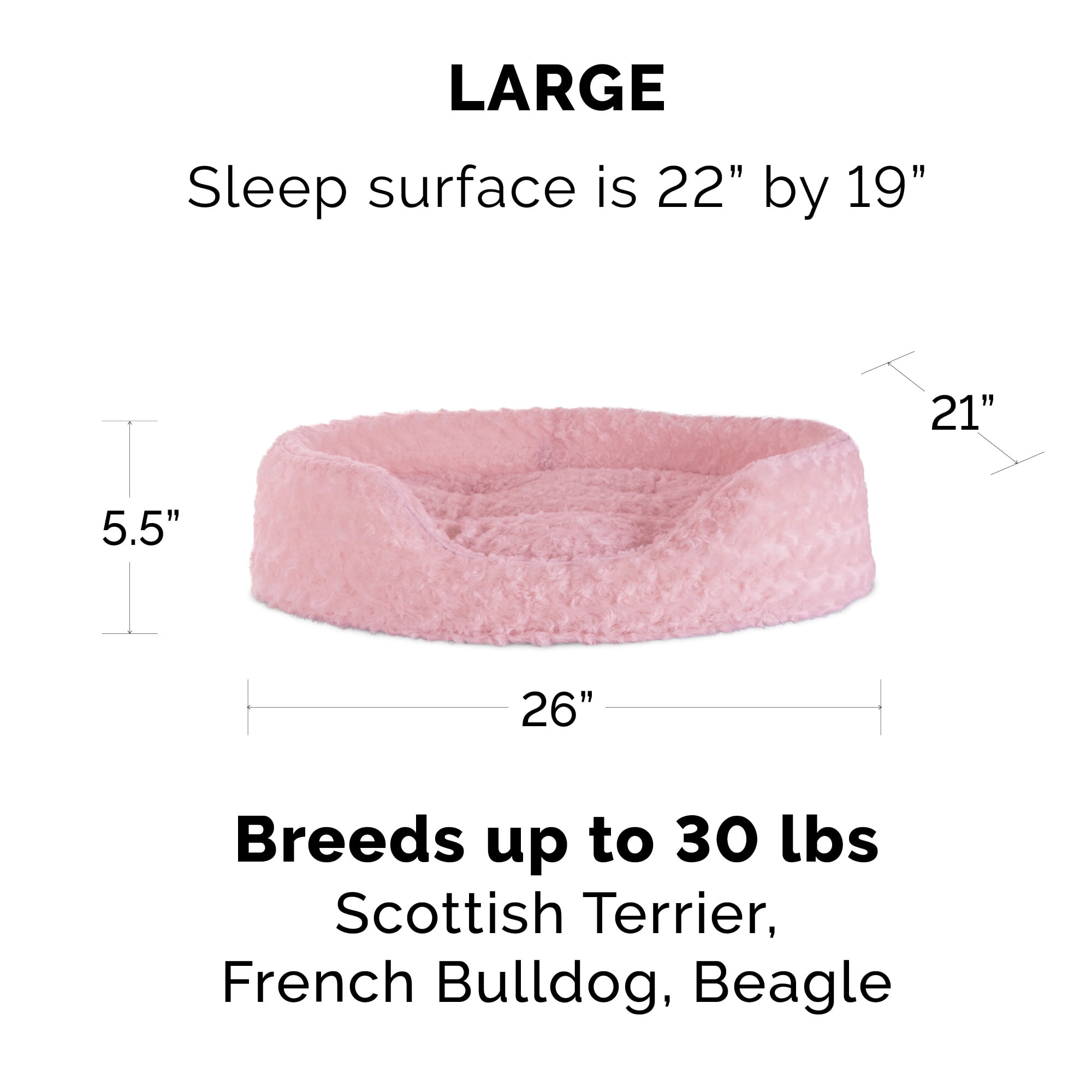 FurHaven Pet Products Ultra Plush Oval Pet Bed for Dogs & Cats - Strawberry, Large