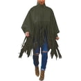 thumbnail image 1 of Top de flecos de manga larga con cuello alto para mujer Abrigo de poncho con borla de talla grande Fokelyi HMFJ296-8, 1 of 7