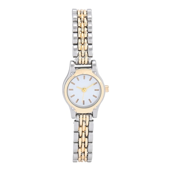 No Boundaries Adult Female Twotone Mini Round Case Watch with Matching Link Bracelet.