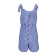 thumbnail image 6 of Lenpel Women's Rompers Summer Plaid Tie Knot Strap Scoop Neck Wide Leg Sleeveless Short Jumpsuits Casual Loose Overalls, 6 of 7