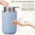thumbnail image 2 of ABPETE Ceramic Bathroom Foam Soap Dispenser with Silver Pump, Refillable Lotion Dispenser, Blue, 2 of 7