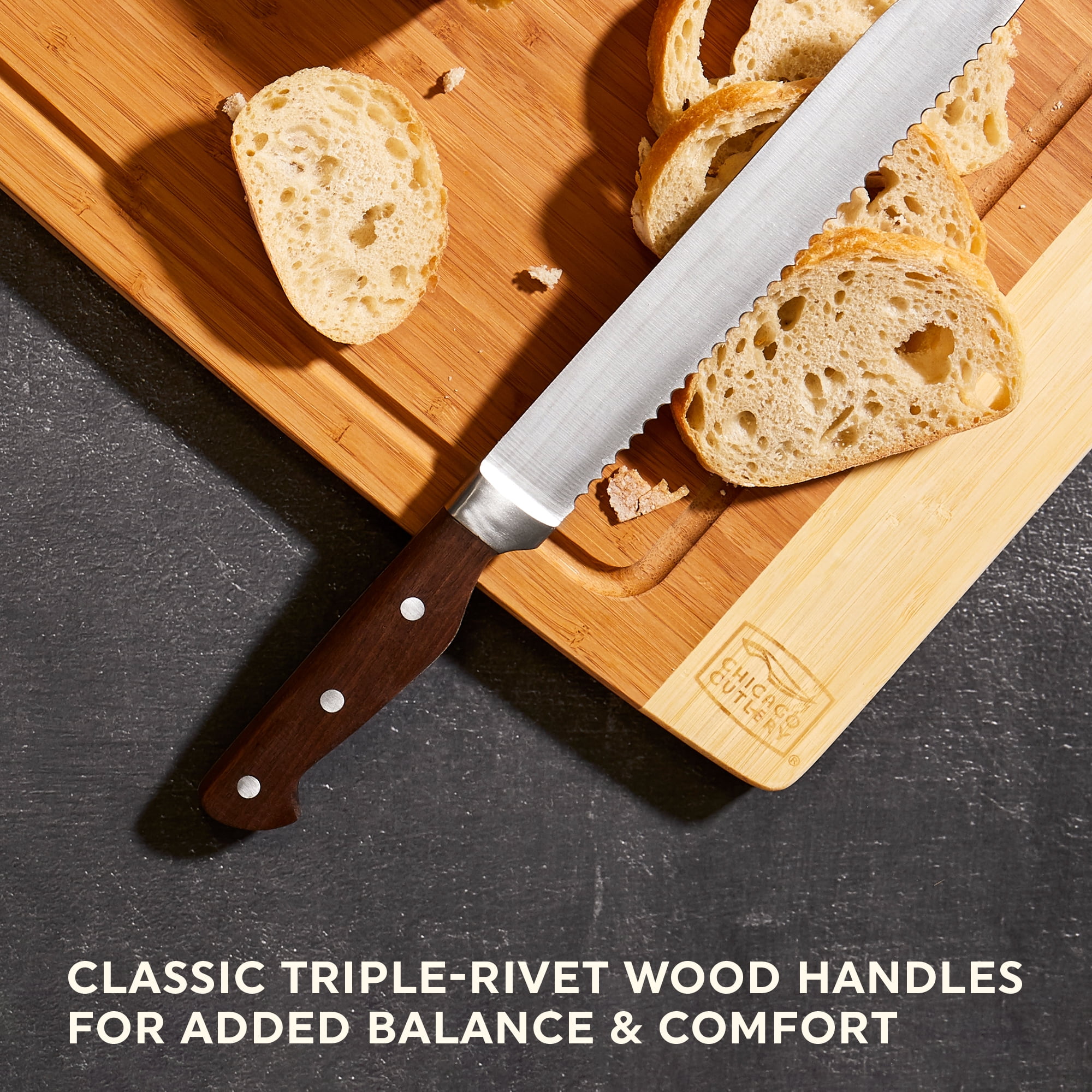 CUTCO Brand Knife Set in Wood Block: 13 Cutco Pieces Plus Wood Block Plus 1  Chicago Cutlery Paring Knife COMPARE 15 Pcs 