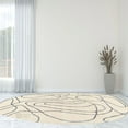 thumbnail image 2 of Cream Tufted Rug 6X10, Geometric Wool, Handmade Rugs, Living room, Bedroom, Oval Carpet, 2 of 5