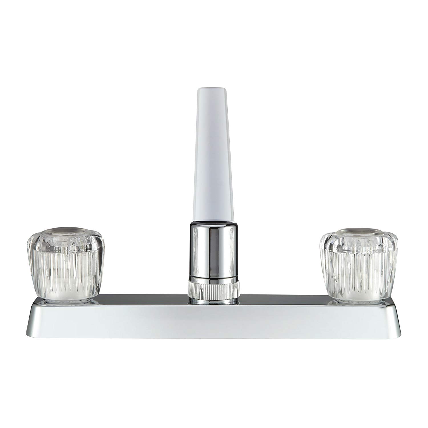 Dura Faucet Two Handle Kitchen Faucet with Crystal Acrylic Knobs for RVs- Chrome Polished