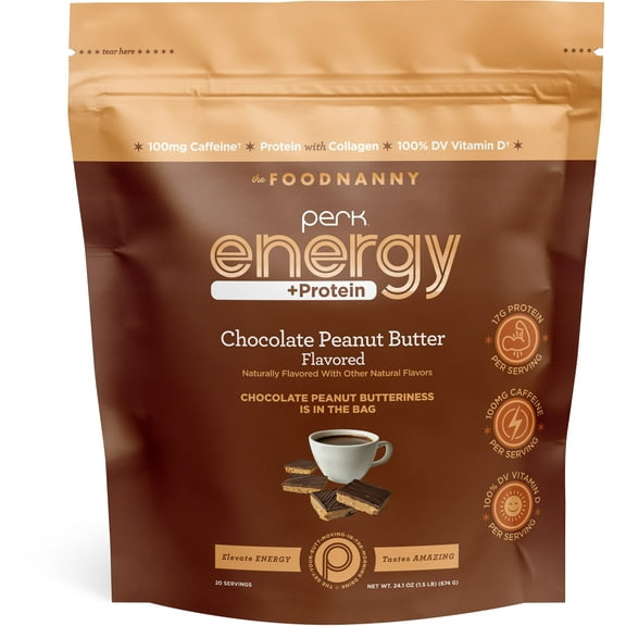 Perk Energy   Protein 20 Serving Chocolate Peanut Butter Flavored Drink Mix Powder - 17 grams protein per serving