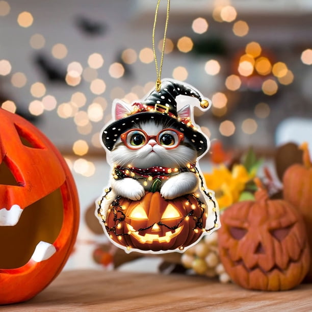 Uuiauoio Halloween Pumpkin Acrylic Pendant Car Backpack Keychain Decoration Cute Design Festive Gift for Home Decor Print Durable Attachment,Halloween Pendant