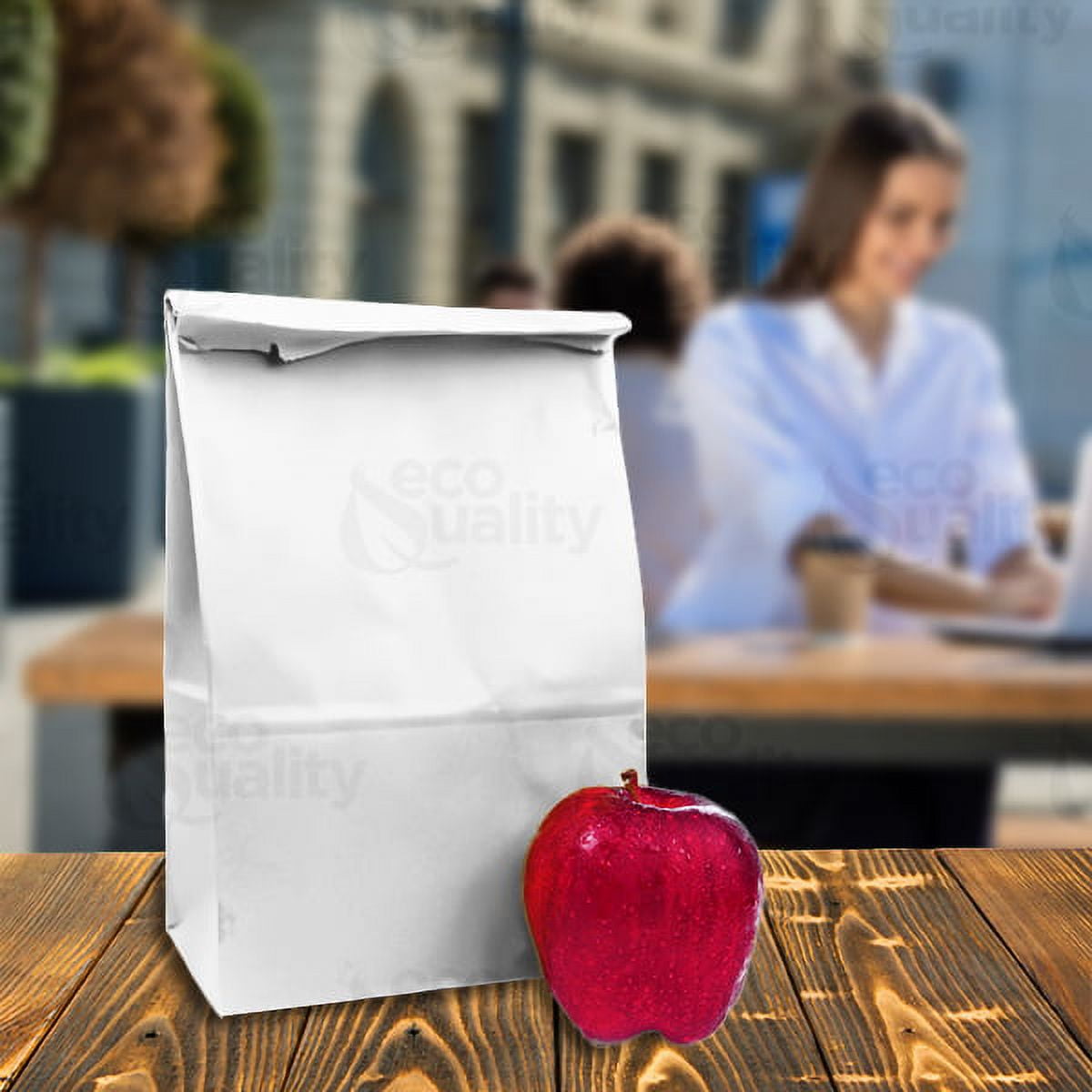 Paper Lunch Bags 12 Lb White Paper Bags 12LB Capacity - Kraft White Paper Bags, Bakery Bags, Candy Bags, Lunch Bags, Grocery Bags, Craft Bags - #12 Large Lunch Paper Bags by EcoQuality (500, #12)
