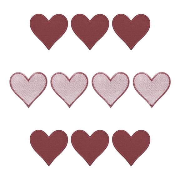 Uxcell Hearts Patches Dark Red Iron-On Patch Sew Embroidered Applique 2.8x2.68 Inch Clothing Repair Backpack 10Pcs