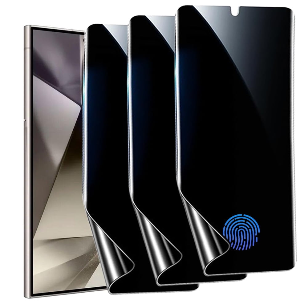 [3 Pack] Privacy Screen Protector for Samsung Galaxy S24 Ultra 5G,Supports Fingerprint Unlock, Anti-Spy Flexible TPU Screen Protector for Samsung S24 Ultra 6.8-Inch